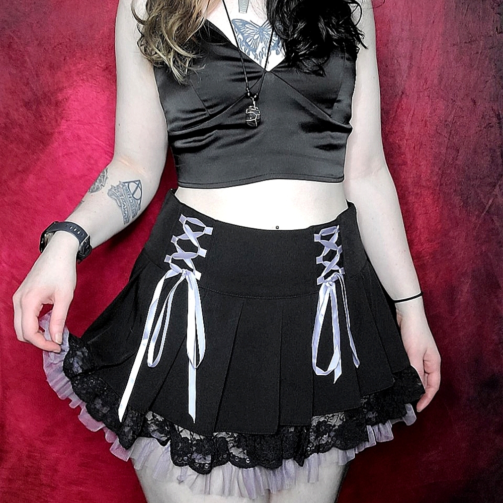 House of Widow lace up skirt